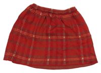 Červeno-béžovo-hnedá kockovaná sukňa