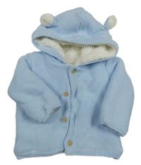 Světlemodrý propínací zateplený svetr s kapucí Matalan