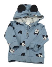 Modrošedá propínací mikina s Mickeym a kapucí H&M