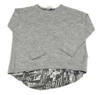 Sivý melírovaný sveter so šifonem Stop+go