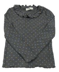 Šedé žebrované triko s mašličkami a volánky C&A