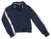 Tmavomodrá propínací crop sportovní mikina s pruhy Primark