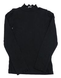 Černé žebrované triko s rolákem F&F