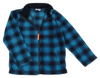 Tyrkysovo-tmavomodrá kockovaná fleecová prepínaci mikina Topolino