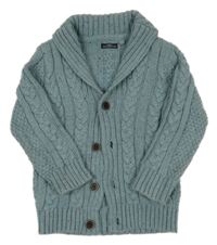 Modro-barevný melírovaný vzorovaný propínací vlněný svetr Next