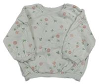 Biela oversize mikina s kvietkami George