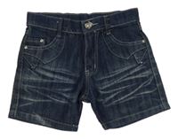 Tmavomodré šisované rifľové kraťasy s flitrami