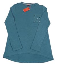 Nové - Tmavozelené triko s kapsou a kamínky S. Oliver