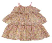 Smotanové šifónové vrstvené šaty s kvietkami H&M