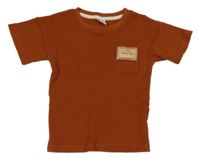 Tehlové vzorované tričko s vreckom Kiki&Koko