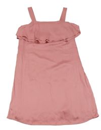 Růžové lehké šaty s volánky H&M