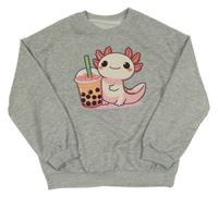 Sivá melírovaná mikina s vodním dráčkem