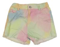 Farebné batikované rifľové kraťasy Shein