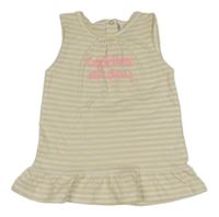 Béžovo-biely pruhovaný peplum top s nápisom Topomini