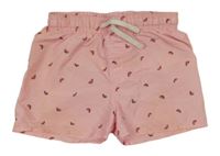 Svetloružové šušťákové plážové kraťasy s melónmi H&M