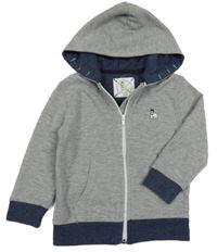 Sivo-tmavomodrá proínací mikina s kapucňou