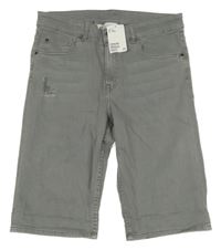 Nové - Šedé riflové kraťasy s prošoupáním H&M