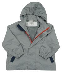 Šedá šusťáková jarní bunda s medvídkem a kapucí Impidimpi