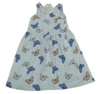 Světlemodro-biele pruhované bavlnené šaty s motýly H&M