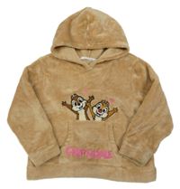 Béžová chlupatá mikina Chip a Dale s kapucňou H&M