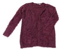 Vínový chlpatý svetrový cardigan Pepperts