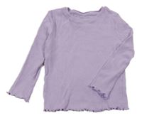 Fialové rebrované tričko s volánikmi Primark