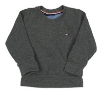 Tmavošedá žebrovaná mikina s logem Tommy Hilfiger