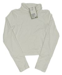 Nové - Biele crop tričko s rolákom H&M
