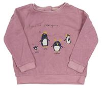 Ružová mikina s tučňáčky M&S