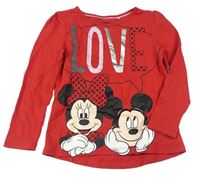 Červené tričko s Minnie a Mickey zn. C&A