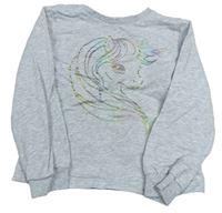 Svetlosivá melírovaná mikina s jednorožcom H&M