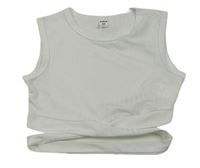 Biely rebrovaný crop top so zavazováním SHEIN