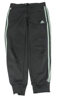 Tmavošedo-mátové sportovní tepláky Adidas