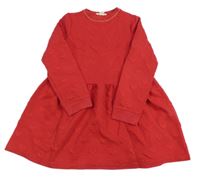 Červené vzorované teplákové šaty so srdiečkami H&M