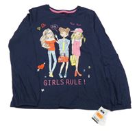 Nové - tmavomodré triko s dívkami St. Bernard