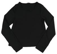 Čierne rebrované crop tričko PRIMARK