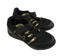 Černo-zlaté textilno/koženkové botasky s logem FILA vel. 35