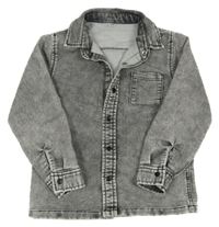 Sivá plesňová tepláková rifľová košeľová bunda ZEEMAN