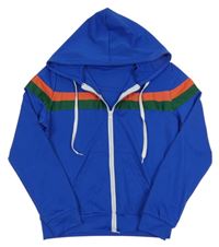 Zafírová prepínaci športová mikina s pruhmi a kapucňou