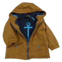 3v1 - Hnedá šušťáková celoroční bunda s kapucňou C&A