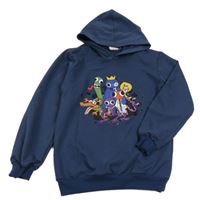 Tmavomodrá mikina s príšerkami a kapucňou