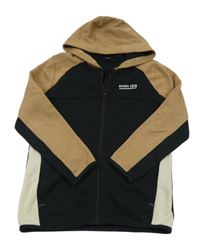 Černo-hnědo-béžová propínací mikina s nápisem a kapucí George