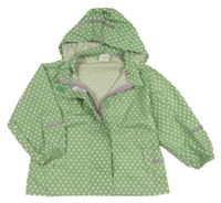 Zelená šusťáková nepromokavá bunda s hvězdičkami a odepínací kapucí Papagino