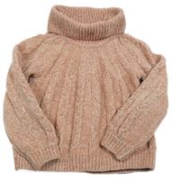 Staroružový melírovaný vzorovaný žinylkový svetrový rolák C&A