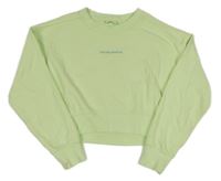 Světlezelelená crop mikina s nápisom ZARA