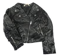 Černý koženkový jarní crop křivák s límečkem H&M