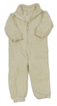 Smetanová plyšová kombinéza H&M