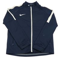 Tmavomodro-bílá funkční sportovní propínací mikina s logem Nike