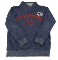 Tmavomodrá melírovaná mikina s nápismi Chapter young