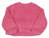 Ružová chlpatá crop mikina SHEIN